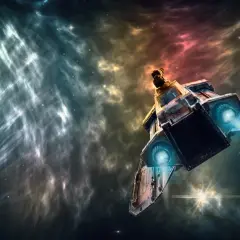 Statek kosmiczny w mgławicy. Obrazek dla początkujących fanów, wyjaśniający różnicę między hard sci-fi a space operą.