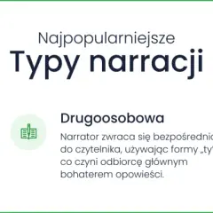 Różnica między narracją pierwszoosobową (perspektywa "ja") a trzecioosobową (perspektywa "on/ona") w opisach typów narracji.