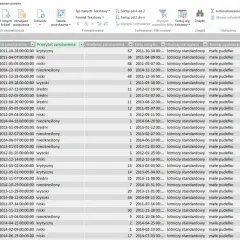 Tabela z danymi zamówień, gdzie kolumny jak "Priorytet zamówienia" i "Rodzaj opakowania" ułatwiają analizę, podobnie jak "beat sheet" dla scenarzystów.