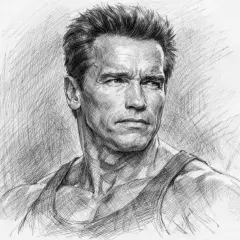Portret Arnolda Schwarzeneggera w podkoszulku. Zastanawiasz się, ile lat ma Schwarzenegger?
