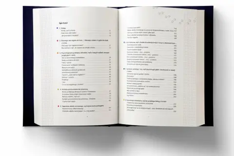 Spis treści książki o koniach. Rozdział 3 omawia psychologiczne podstawy, czyli skutki nadmiernego psychologizowania postaci kosztem akcji powieści.