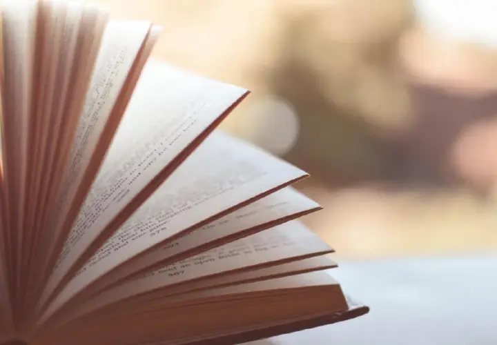 Otwarta książka, jej strony szeleszczą, jakby opowiadały o tym, jakie są funkcje postaci drugoplanowych w budowaniu świata literackiego.