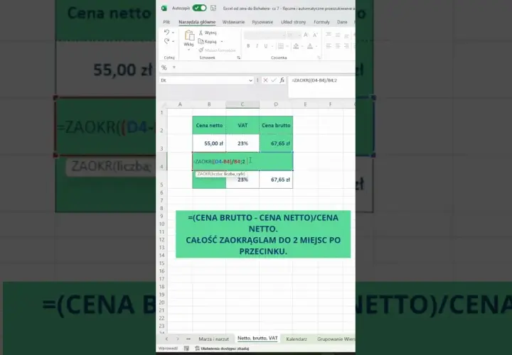Jak obliczyć cenę brutto w Excelu: proste kroki i skuteczne formuły