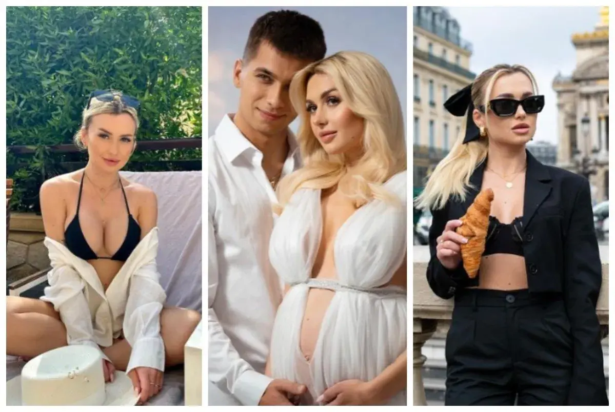 Trzy ujęcia kobiety: w bikini na leżaku, w ciąży z partnerem, w Paryżu z rogalikiem. Ile lat ma Versov?