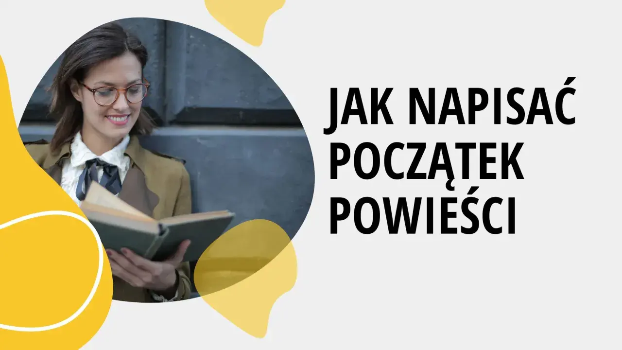Kobieta w okularach czyta książkę, inspirując się do tego, jak zacząć pisać własną powieść od budowania świata czy postaci.