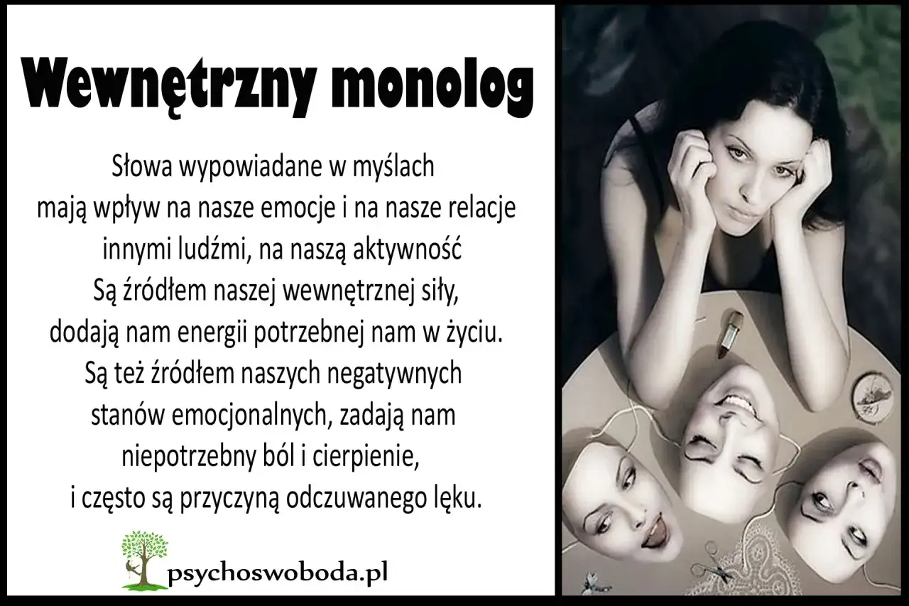 Kobieta zamyślona, otoczona maskami, symbolizującymi różne stany emocjonalne. Jak stworzyć unikalny głos wewnętrzny postaci w monologu, by wyrazić siebie?